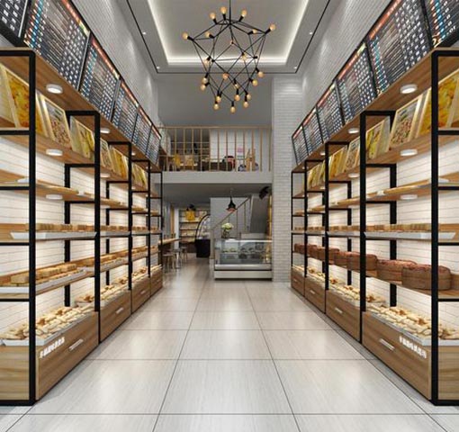 哈尔滨面包房钢木结构高柜