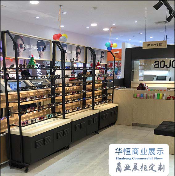 钢木结合眼镜展示柜定做