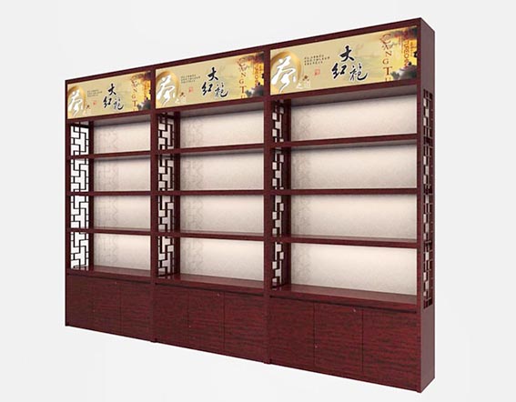 中式茶叶展架高柜定制厂家