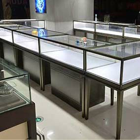 镀钛金属珠宝展示柜定制加工